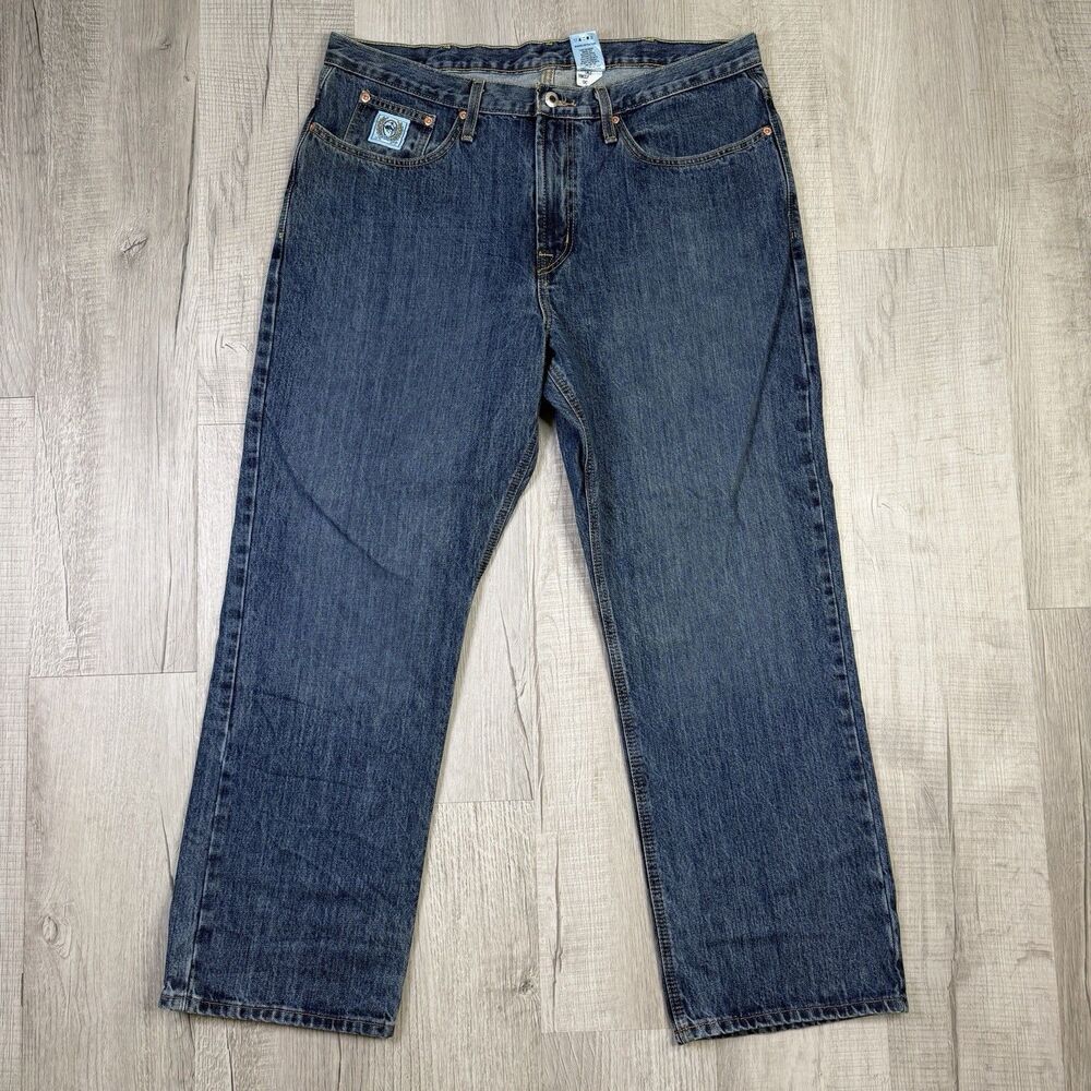 Cinch White Label Mens Jeans 38x30 Blue Wash Relaxed Straight Denim MB92834013 Q
